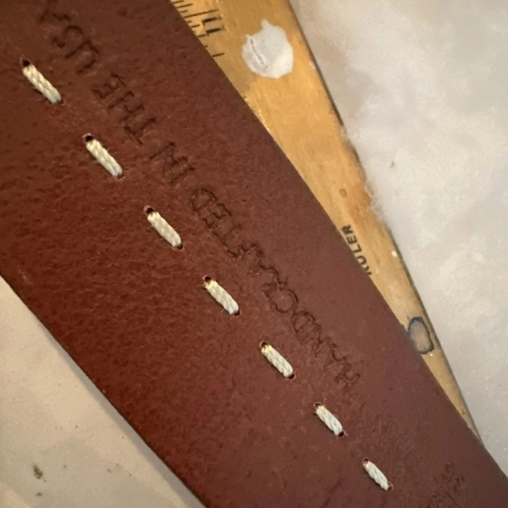 John W. Nordstrom Brown Leather Belt White Stitching Hand Crafted In USA 36